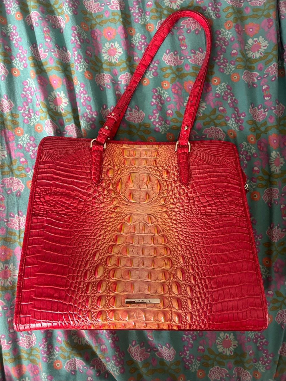 BRAHMIN PASSIONFRUIT LEATHER EMBOSSED BAG
